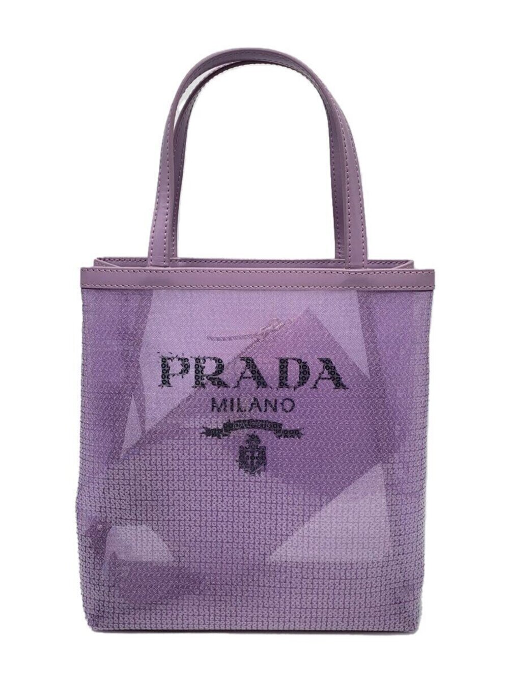 Prada Sequin Mesh Tote Bag pale lilac purple sequined mesh